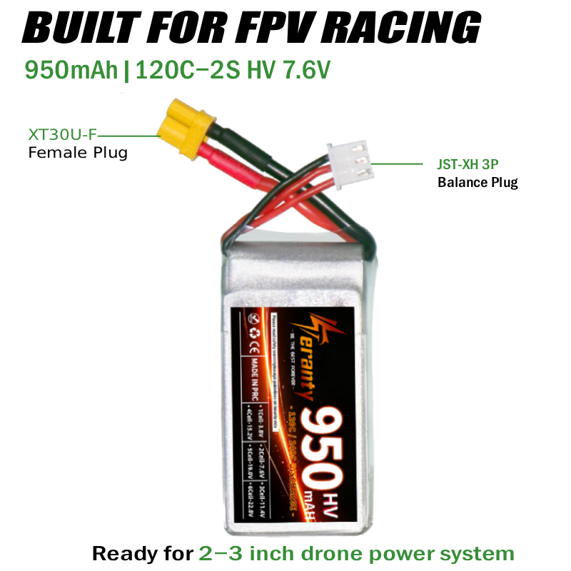 Teranty 2S HV 7.6V 950mAh 120C - Drone Racing Charger 评论和价格